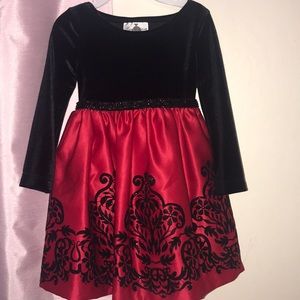 Beautiful red and velvet black toddler dress 3t